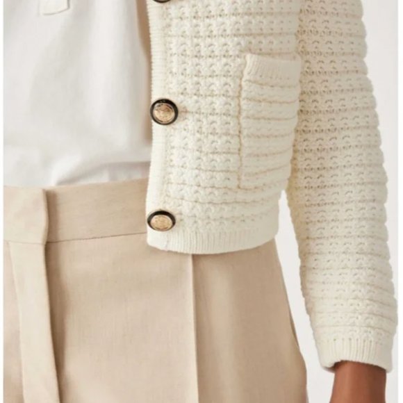 BEST Ba&sh Gaspard French Knit Cardigan Small Off-White Ivory - Picture 2 of 8